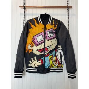 Members Only Nickelodeon Bomber Jacket Black Womens Size M